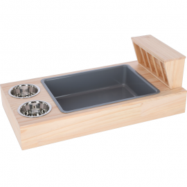 Estación de Alimentación y Área de Higiene para Conejos y Roedores