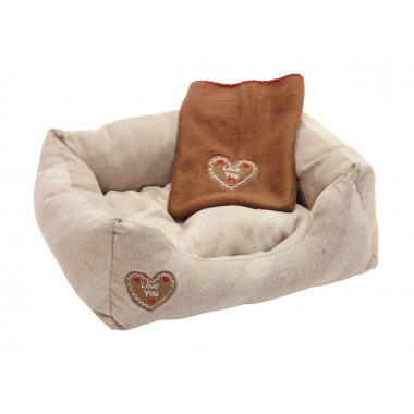 Cama "Love You" 37x47 cm Beige con Cobertura Polar